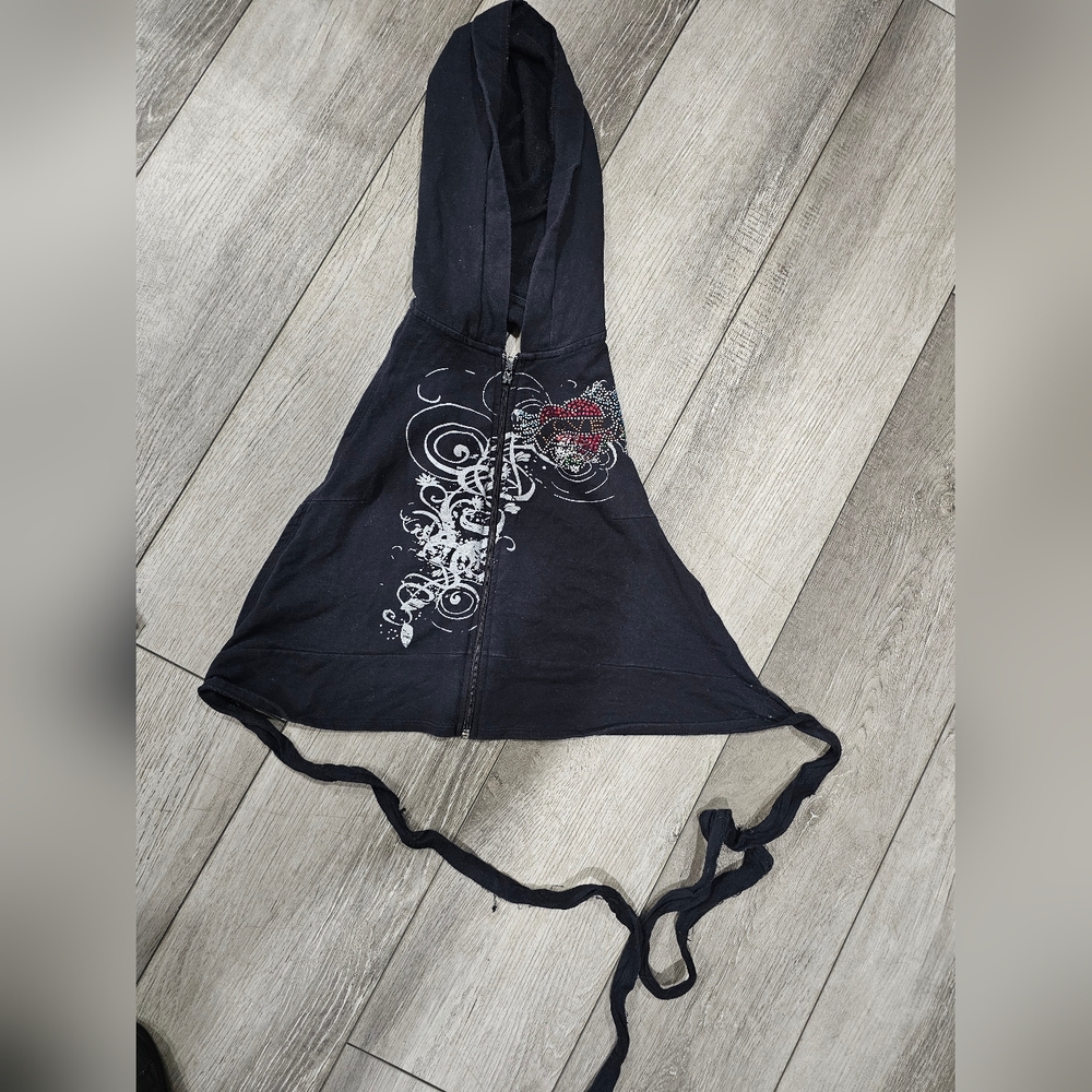 Black Halter Top with Hoodie (USED)